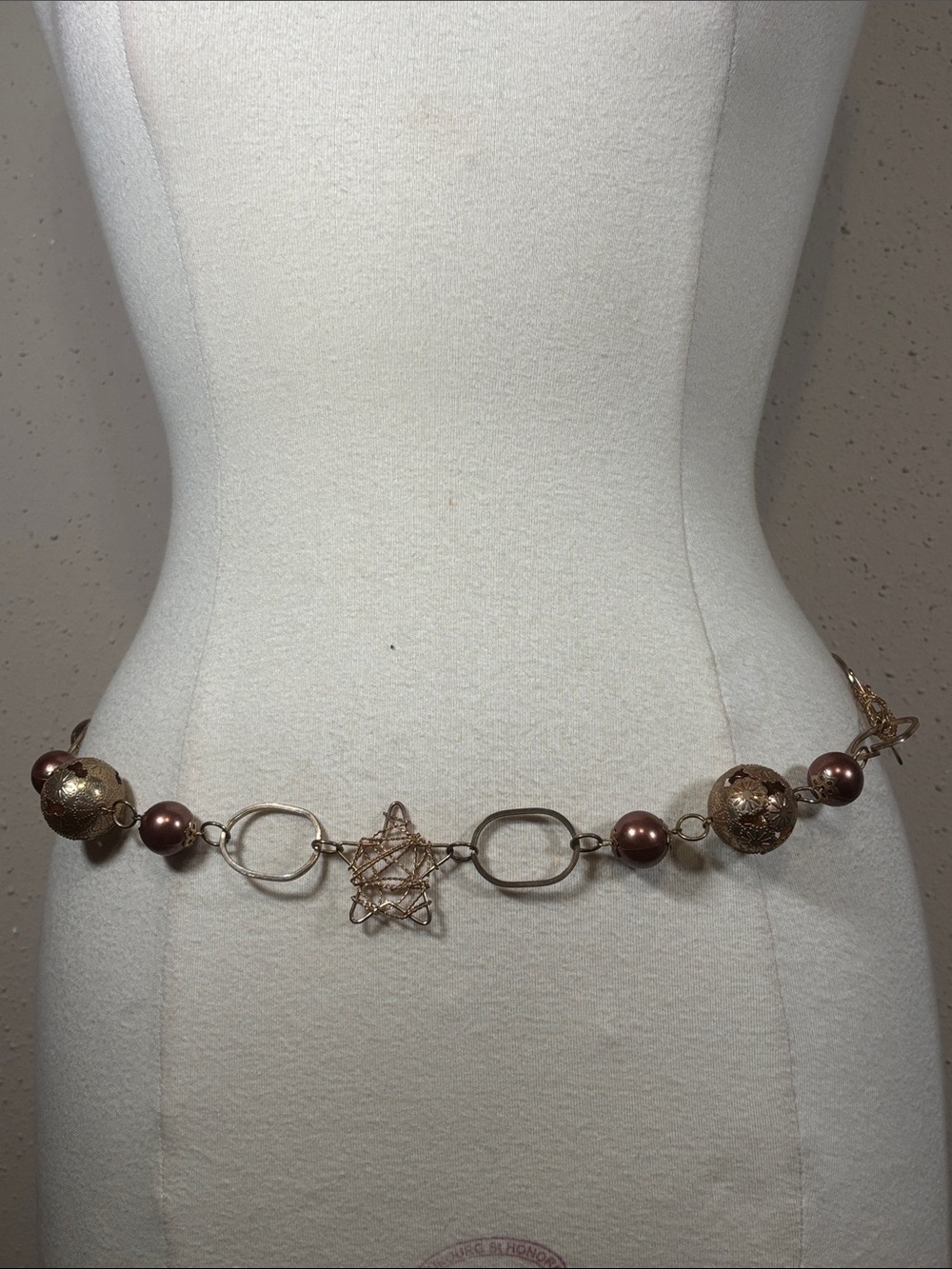 Bronze Gold Tone Chain Y2K Belt Necklace Waist Chain Boho
